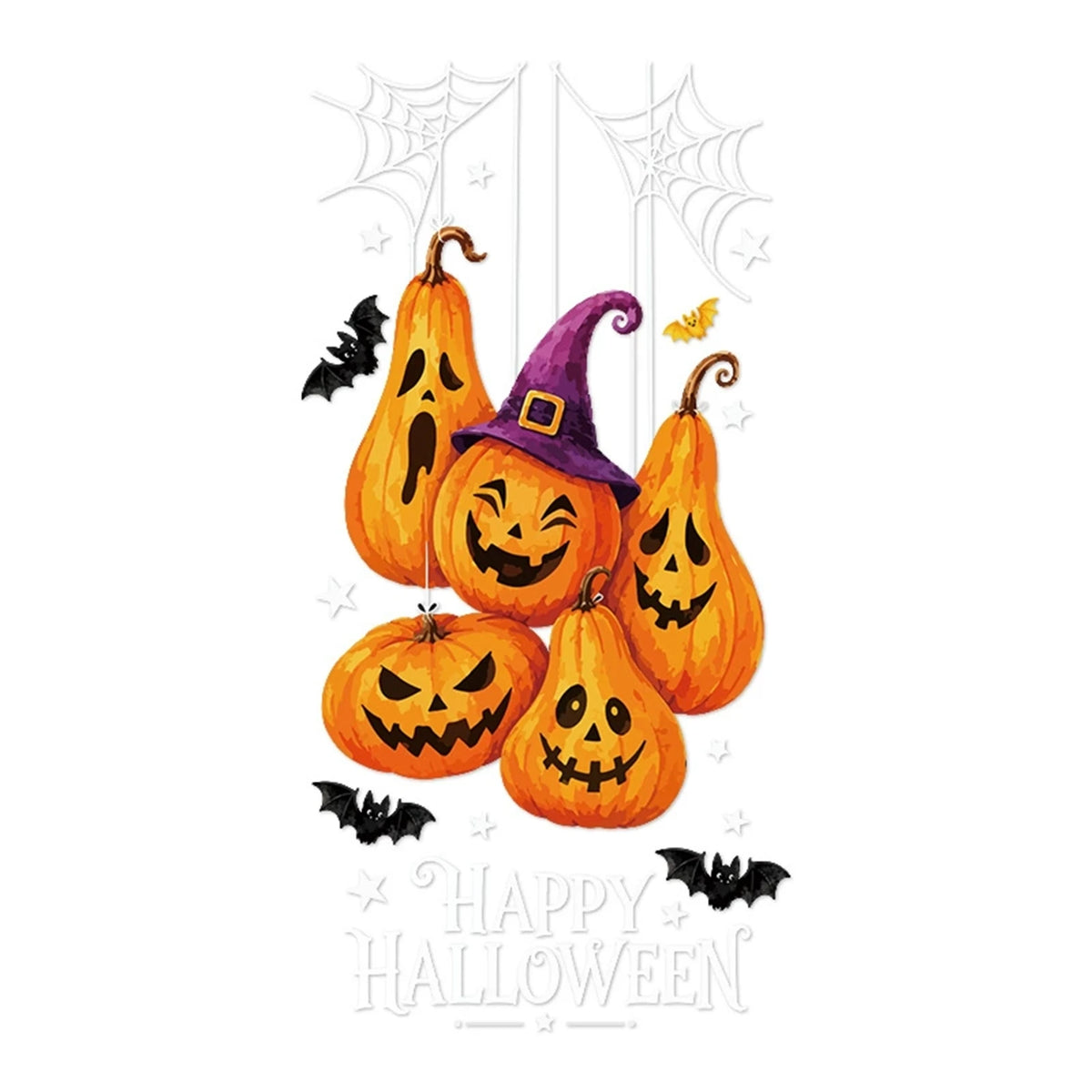 Window Clings PVC Static Film Halloween Decor Stickers Reusable No Glue Pumpkin Witch Bat for Storefront Party Home Decoration