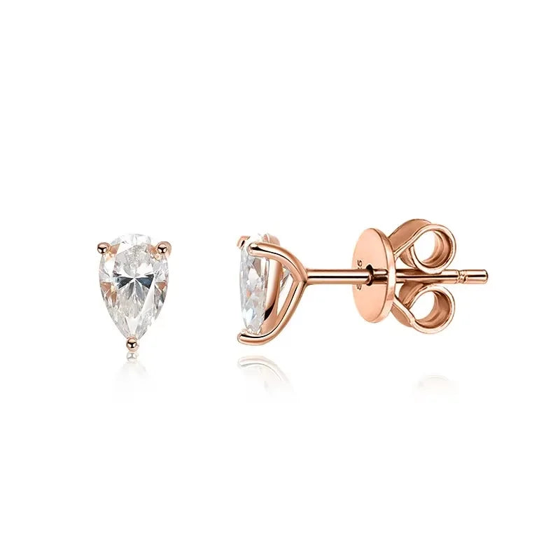 Smyoue 0.5CT 1CT Pear Cut Certified Moissanite Stud Earrings for Women 100% 925 Sterling Silver Plated 18k Gold Wedding Jewelry