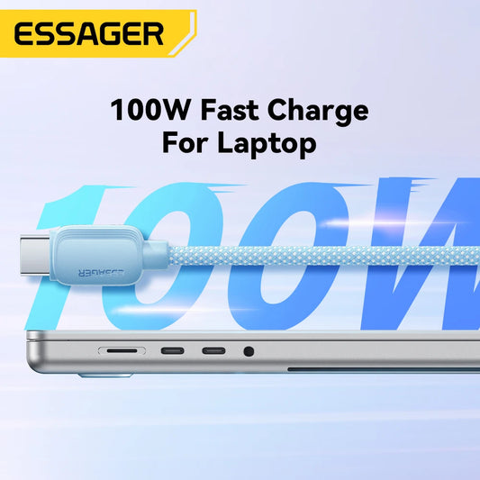 Essager USB C To Type C Cable 5A PD 100W Fast Charging Charger Data Cord For Macbook Pro Samsung Xiaomi Huawei Charge Cable 3M