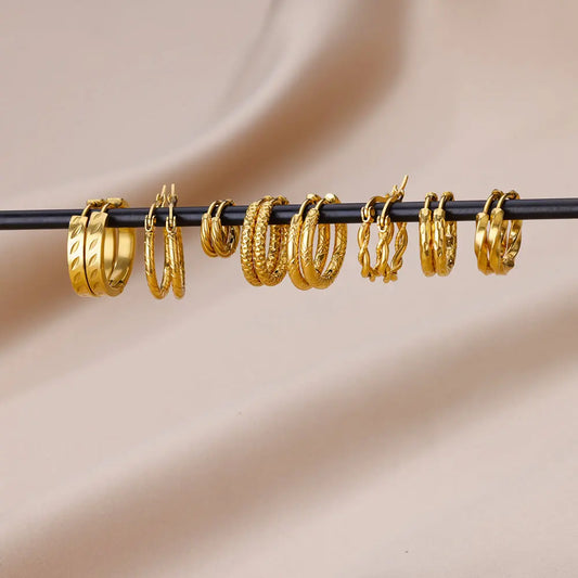 Vintage Stainless Steel Earrings for Women Minimalist Gold Color Earring Trendy Designer Jewelry Accessories Free Gift Aretes