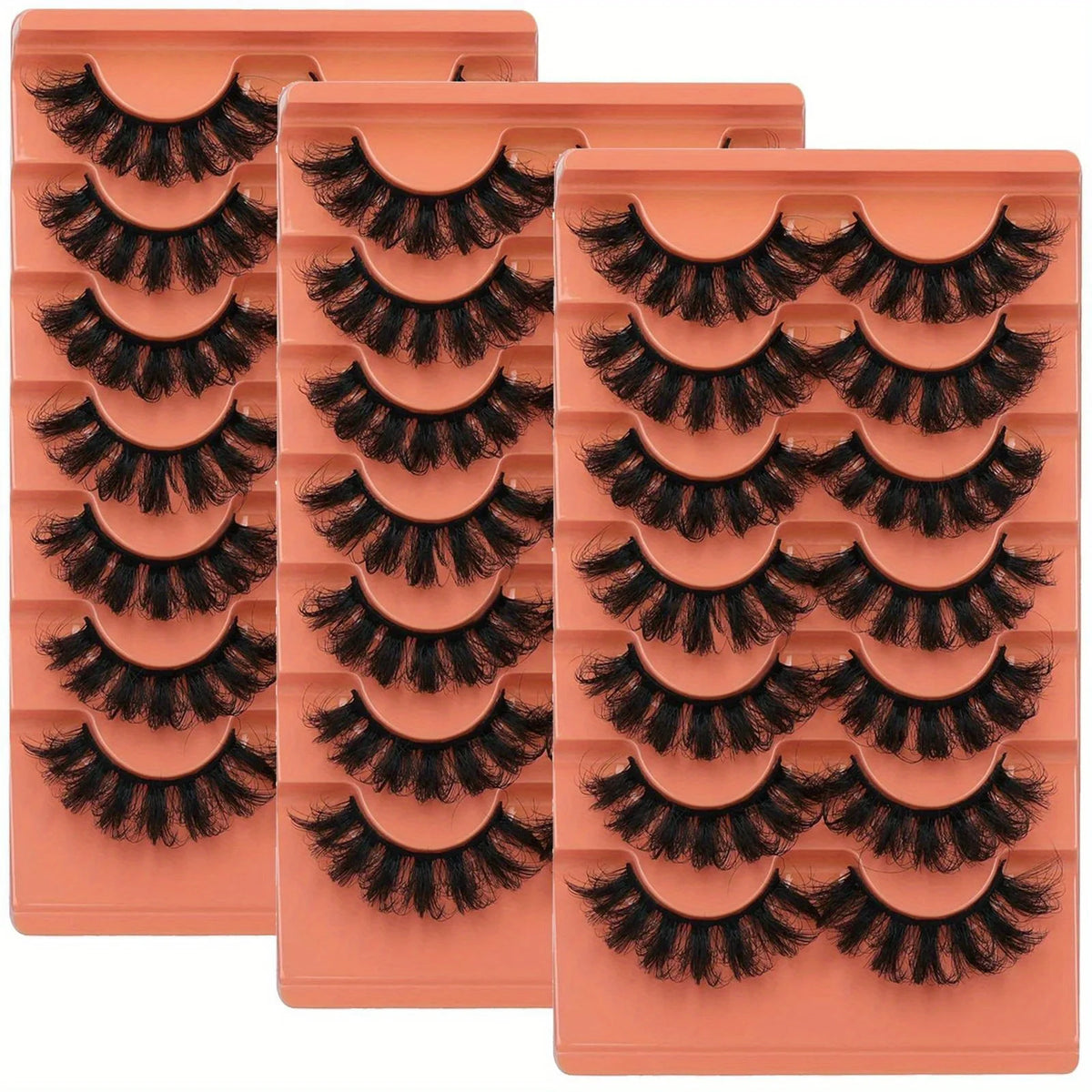21Pairs/3Pack False Lashes Fluffy False Eyelashes Full Wispy Lashes 8D Volume Curly Fake Eyelashes