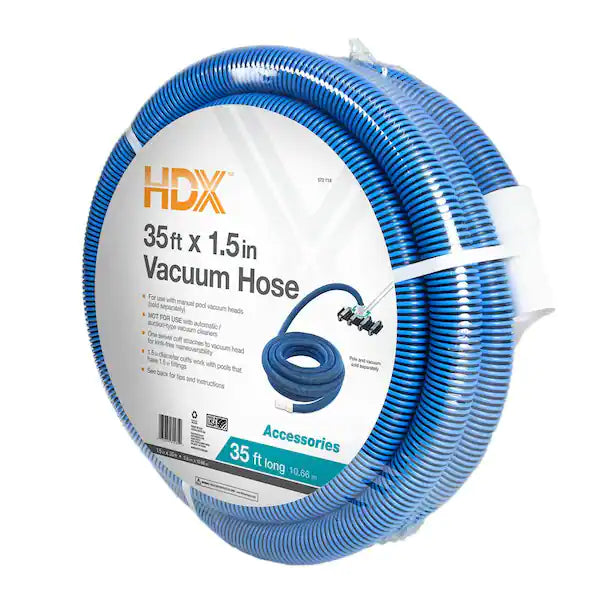 HDX Spiral-Wound 35 ft. x 1 1/2 in. Diameter Swimming Pool Vacuum Hose for In-Ground and Above-Ground Pools