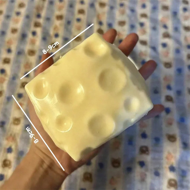 *-*Jumbo Cheese Cube Stress Ball Big Cheese Shapeable Squeeze Ball Non-Bounce Fidget Toy ASMR Sensory Anti-Stress Festival Gift