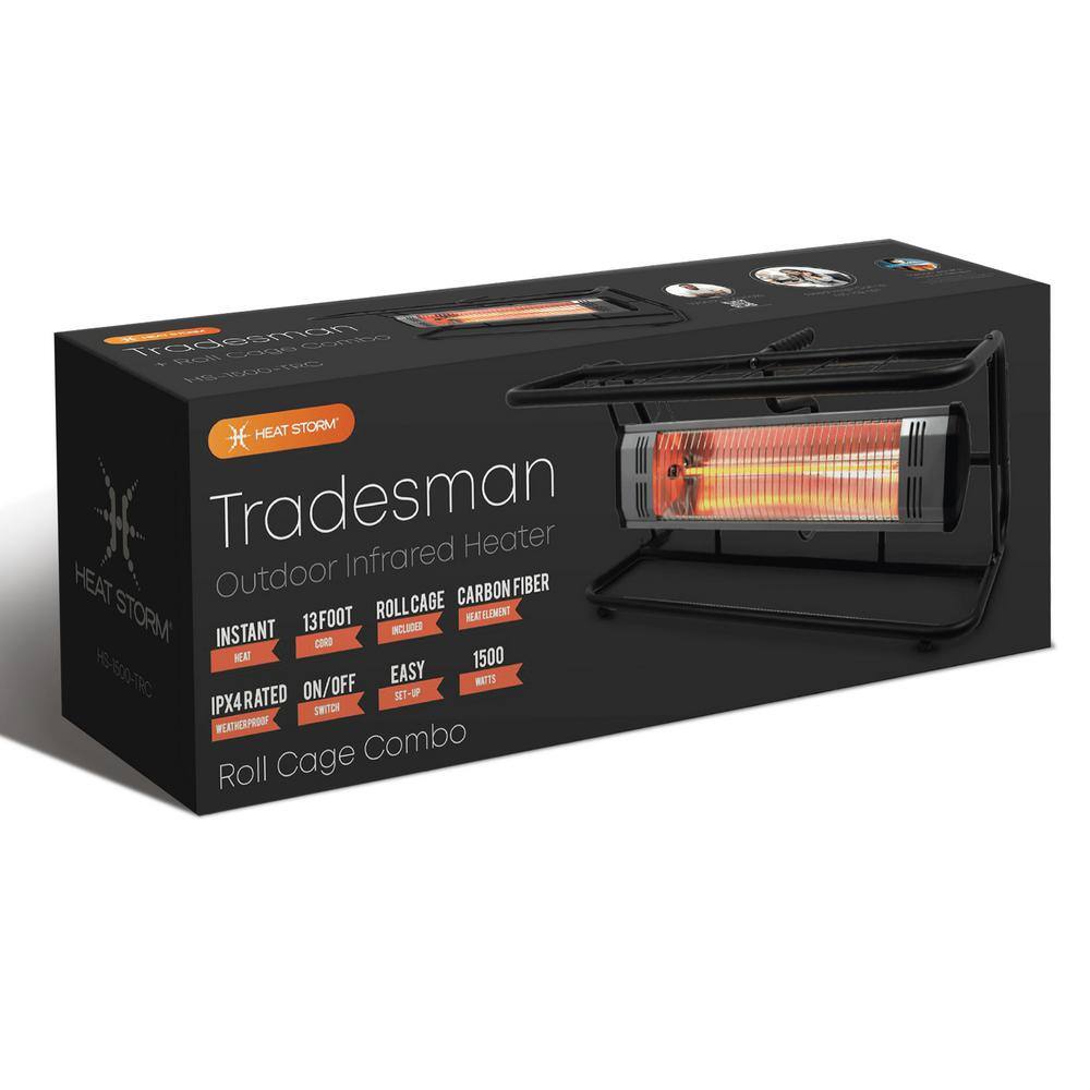 Heat Storm Tradesman 1,500-Watt Outdoor Electric Infrared Quartz Portable Space Heater with Roll Cage and Wall/Ceiling Mount