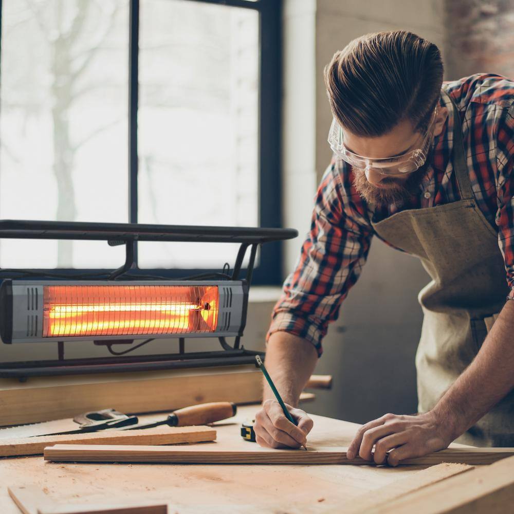 Heat Storm Tradesman 1,500-Watt Outdoor Electric Infrared Quartz Portable Space Heater with Roll Cage and Wall/Ceiling Mount