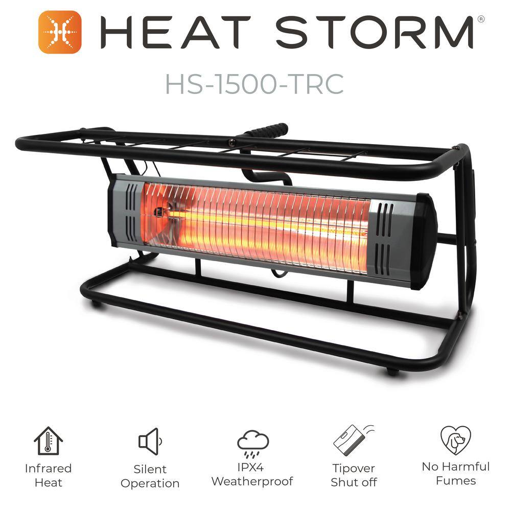 Heat Storm Tradesman 1,500-Watt Outdoor Electric Infrared Quartz Portable Space Heater with Roll Cage and Wall/Ceiling Mount