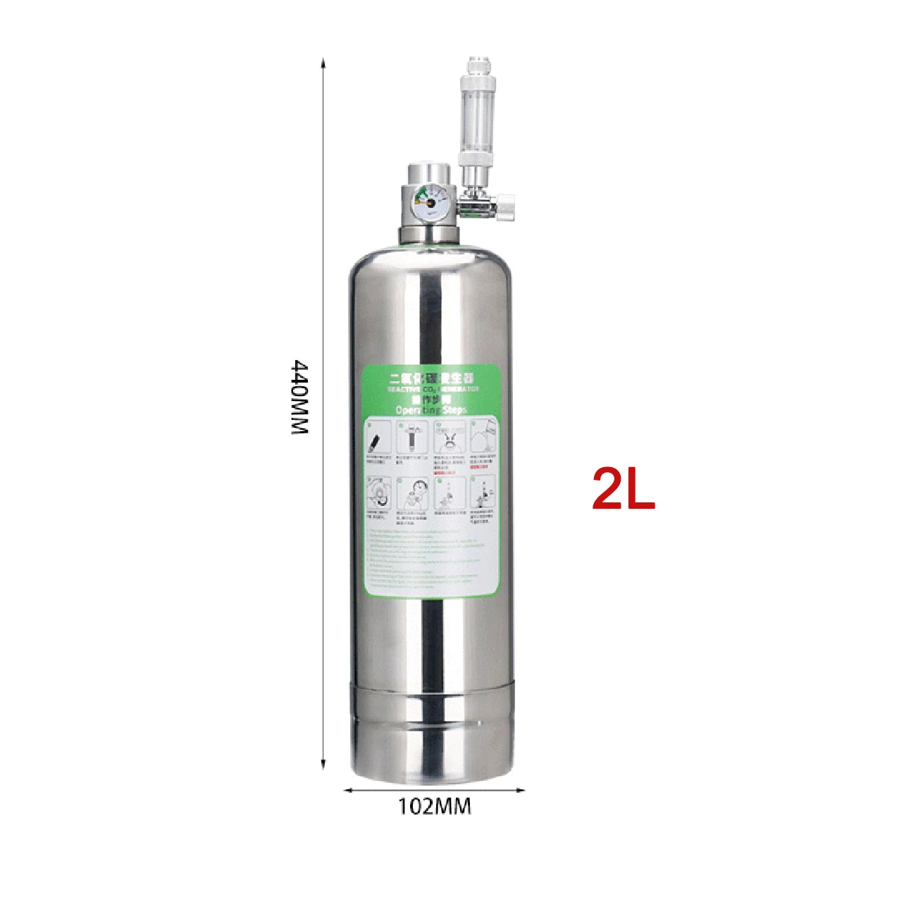 Aquarium CO2 Generator System Kit Stainless Steel CO2 Cylinder Generator System Carbon Dioxide Reactor Kit for Plant Fish