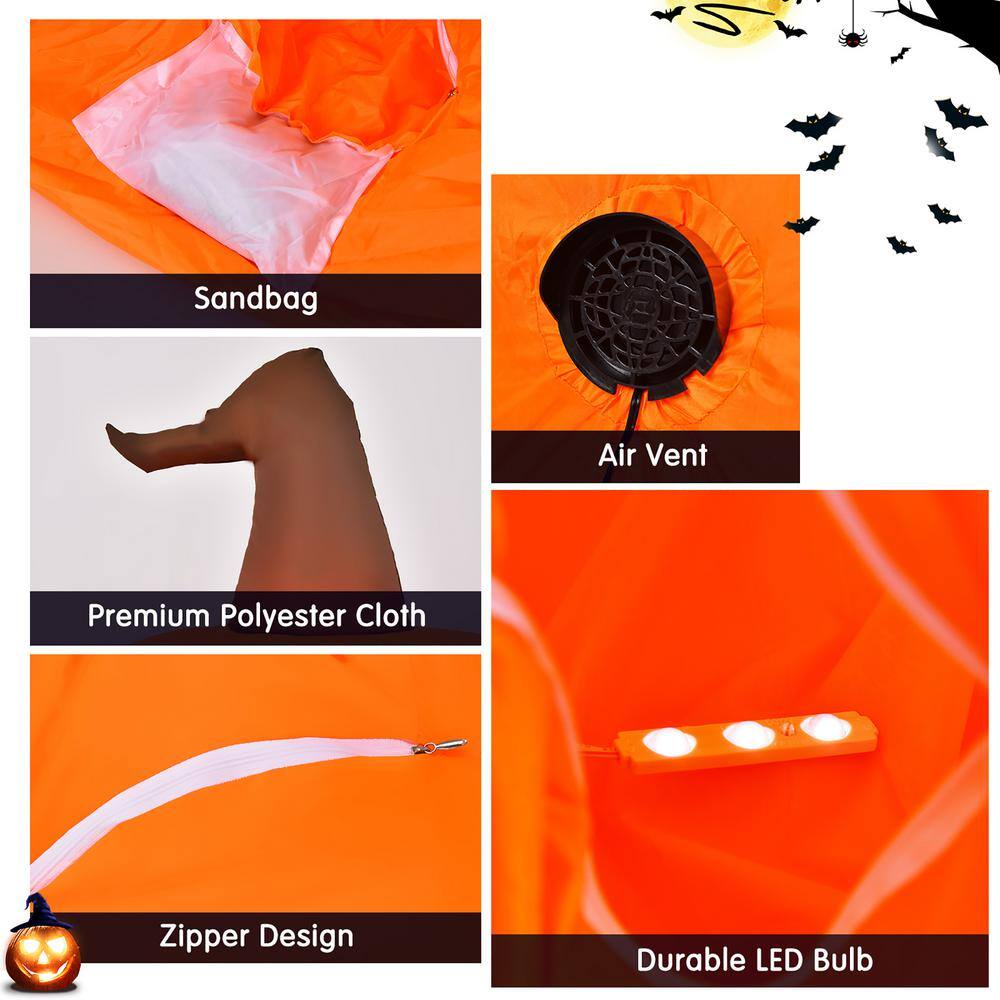 Costway 4 ft. LED Light Animatronic Halloween Inflatable Pumpkin Large Waterproof Outdoor Indoor