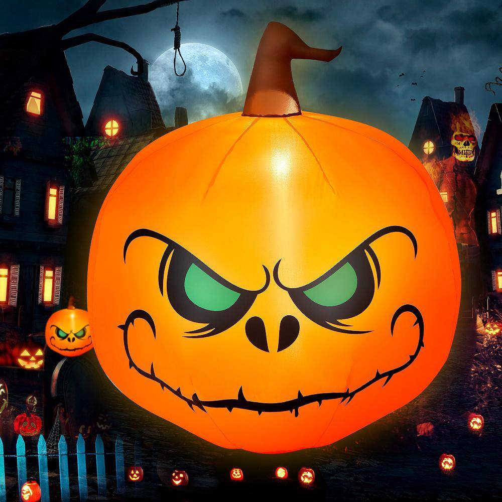 Costway 4 ft. LED Light Animatronic Halloween Inflatable Pumpkin Large Waterproof Outdoor Indoor