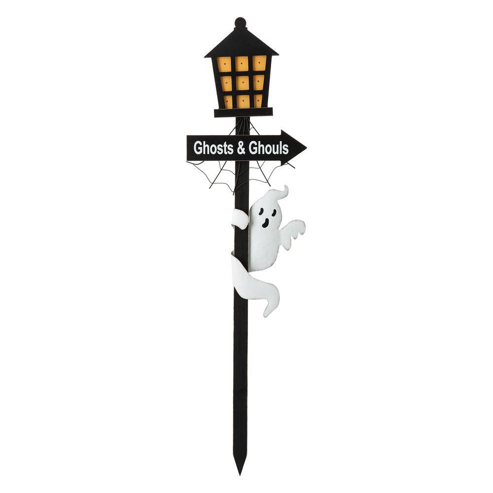 Glitzhome 42 in. H Lighted Halloween Wooden Haunted House Yard Stake