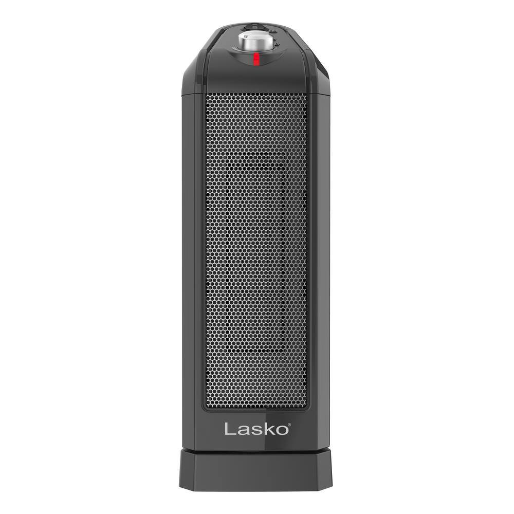 Lasko 1500W 16 in. Gray Electric Tabletop Ceramic Space Heater with Adjustable Thermostat and 2 Speeds