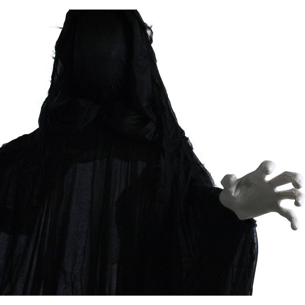 Haunted Hill Farm 65 in. Animatronic Reaper, Indoor or Outdoor Halloween Decoration, Light-up Face, Poseable, Battery-Operated