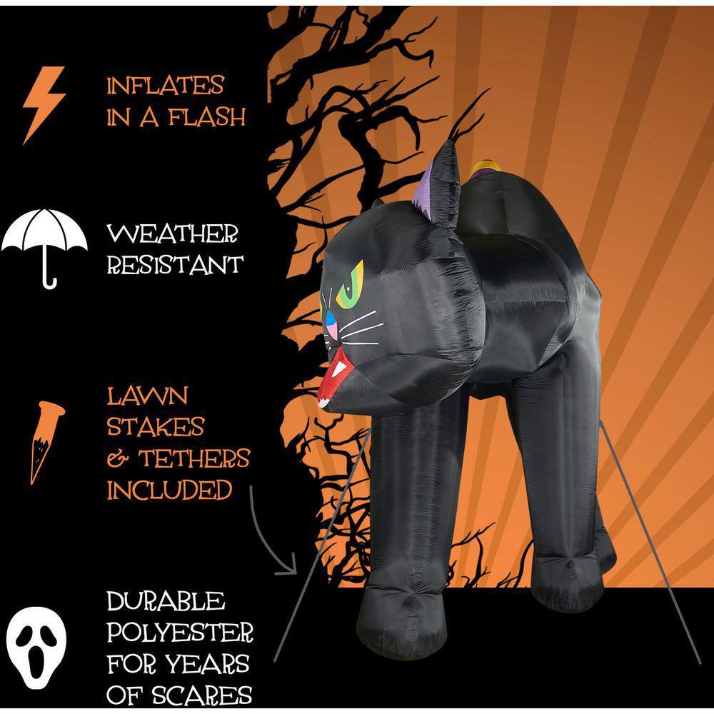 Haunted Hill Farm 20 ft. Black Cat Halloween Inflatable with Lights