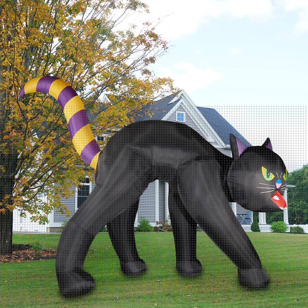 Haunted Hill Farm 20 ft. Black Cat Halloween Inflatable with Lights