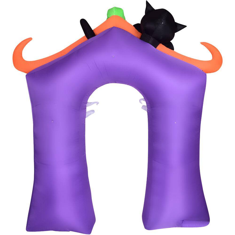 Haunted Hill Farm 9 ft. Inflatable Pre-Lit Trick or Treat Walkway Arch with Black Cat, Jack-O-Lantern and Ghost