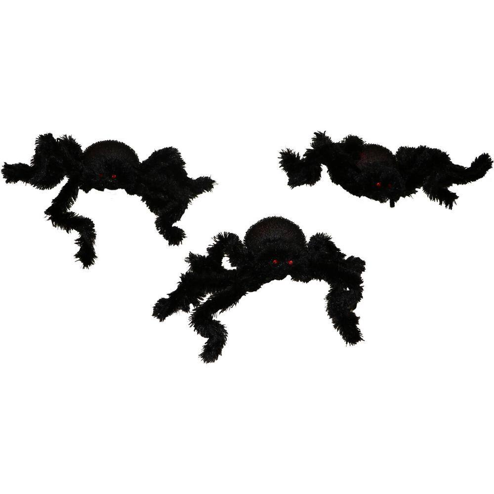 Haunted Hill Farm 25 in. Light-Up Spiders with Red LED Bodies Halloween Yard Decoration