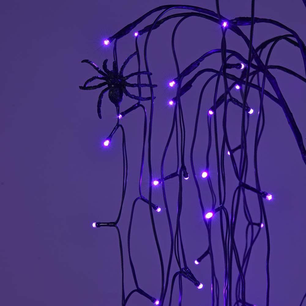 Lightshare 2 ft. Purple Pre-Lit LED Artificial Christmas Tree Halloween Willow Tree