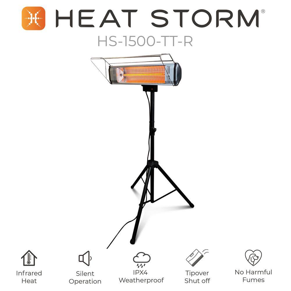 Heat Storm Tradesman 1,500-Watt Electric Outdoor Infrared Quartz Portable Space Heater with Tripod, Wall/Ceiling Mount and Remote