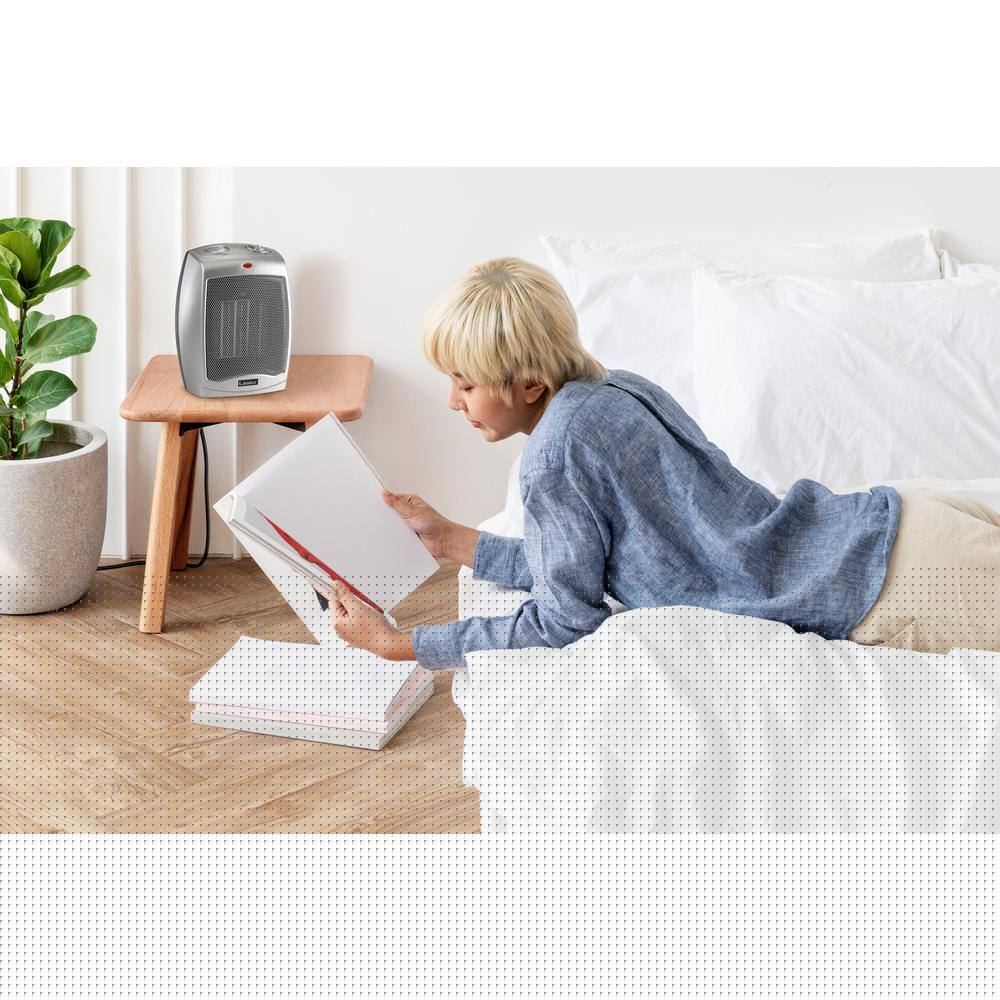 Lasko 1500W 9.2 in. Gray Electric Tabletop Ceramic Space Heater with Adjustable Thermostat and Overheat Protection