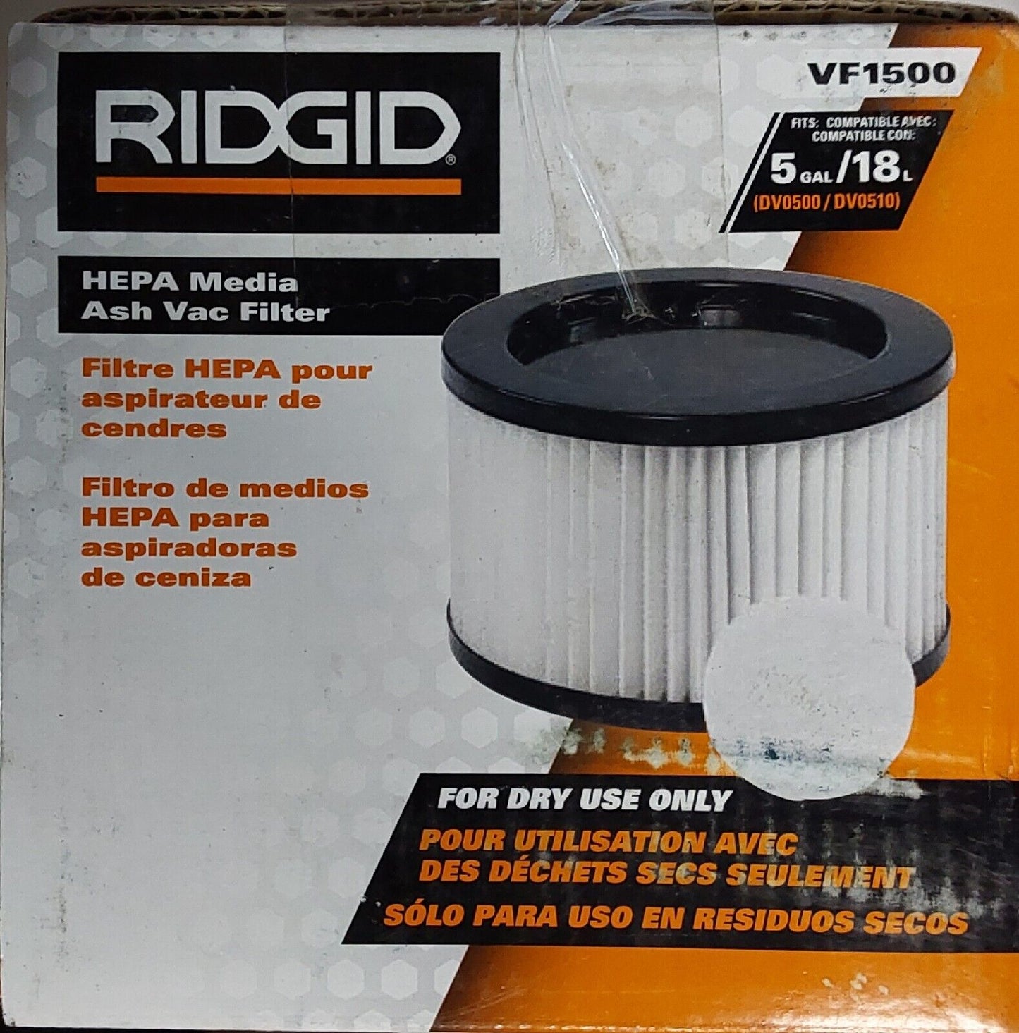 RIDGID Dry Vac Filter Kit with Replacement Dry Pick-up Only HEPA Material and Cloth Filters for RIDGID Ash Vacuum, DV0510