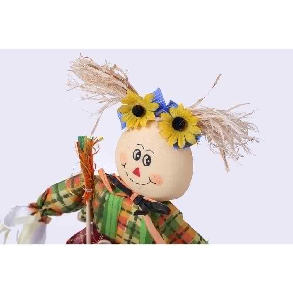 Gardenised Scarecrow Boy and Girl Set Sitting on a Hay Bale