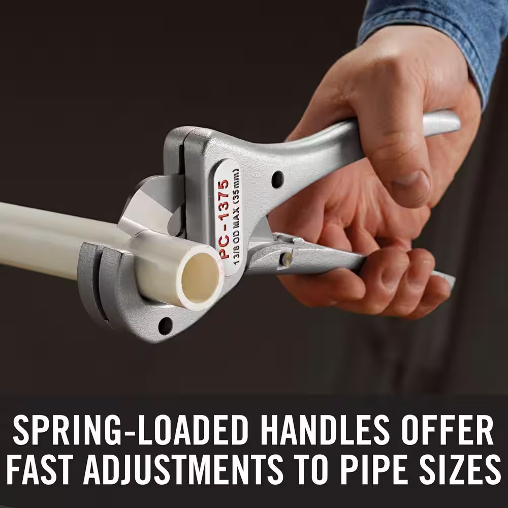 RIDGID 1/8 in. to 1-3/8 in. PC-1375ML Heavy-Duty Single Stroke PVC Plastic, CPVC, PEX, PP Tubing Cutter w/ Multi-Layer Adapter