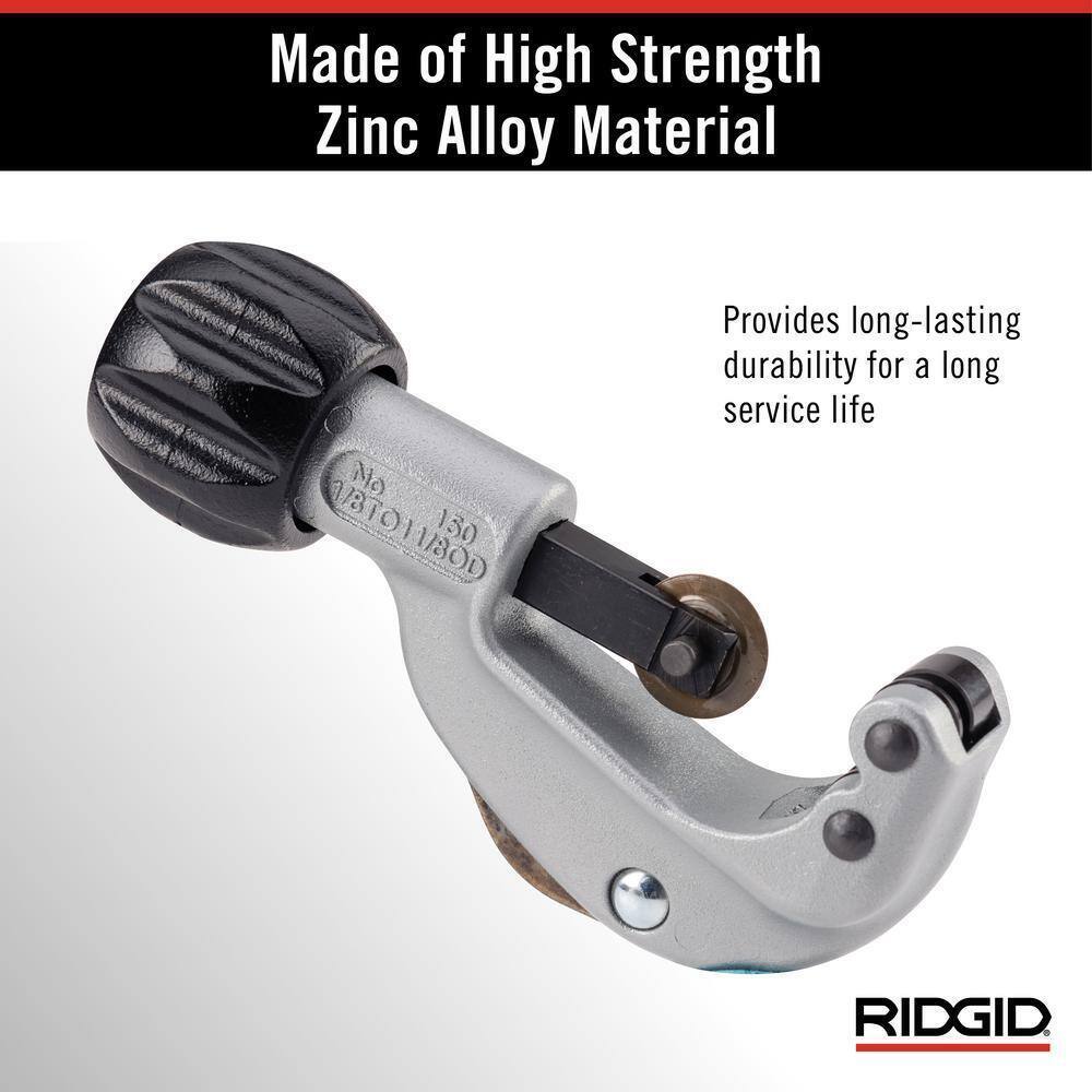 RIDGID 1/8 in. to 1-1/8 in.150 Constant Swing Copper Pipe & Stainless Steel Tubing Cutter w Easy Change Wheel Pin + Spare Wheel