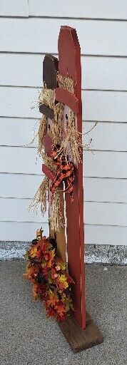 Glitzhome 36.25 in. H Lighted Wooden Scarecrow Family Fall Porch Decor with Wreath