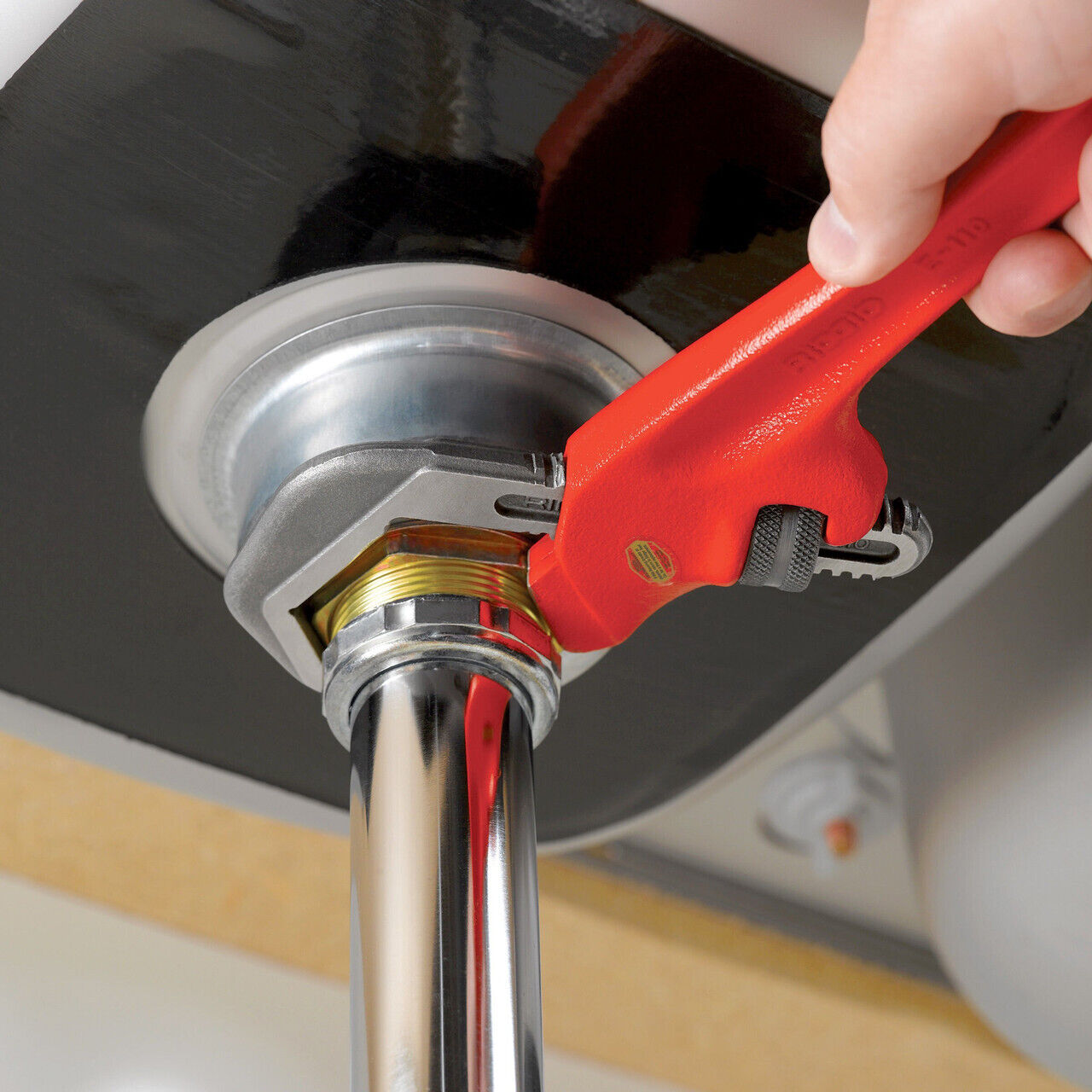 RIDGID 9-1/2 in. Offset Hex Jaw Pipe Wrench, Sturdy Plumbing Pipe Tool with Hex Jaw Mechanism for Extra Wide Opening