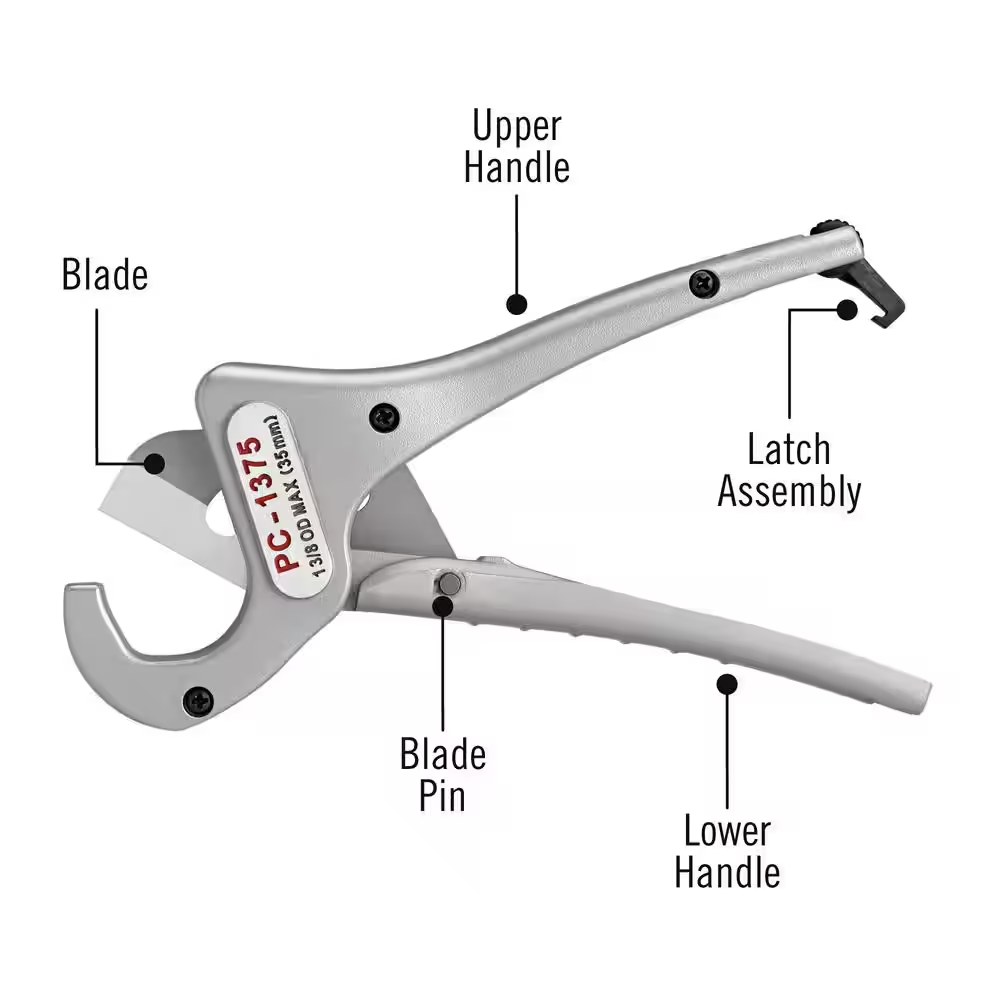 RIDGID 1/8 in. to 1-3/8 in. PC-1375ML Heavy-Duty Single Stroke PVC Plastic, CPVC, PEX, PP Tubing Cutter w/ Multi-Layer Adapter