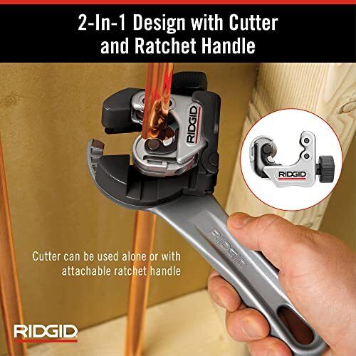 RIDGID 118 2-in-1 Close Quarters AUTOFEED 1/4 in.-1-1/8 in. Metal Tubing Compact Cutter,Tool with X-CEL Knob for Quick Cutting