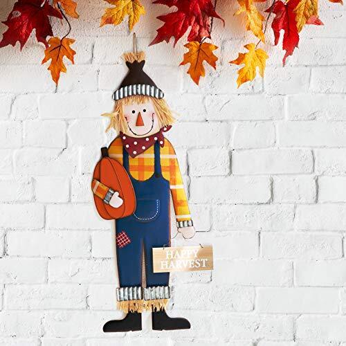 Glitzhome 36 in. H Fall Metal Scarecrow Yard Stake/Standing/Hanging Sign (KD, 3-Function)