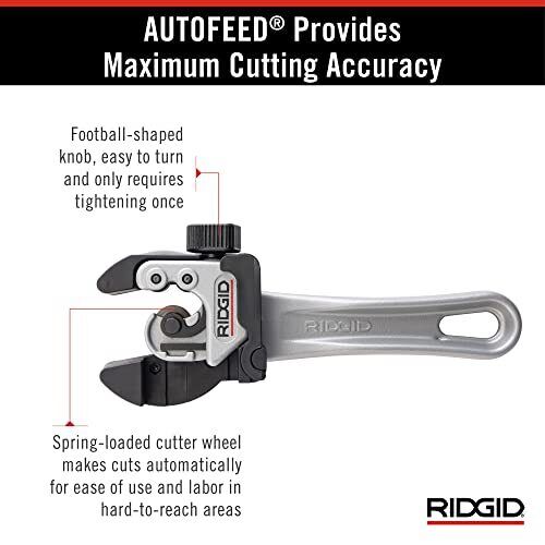 RIDGID 118 2-in-1 Close Quarters AUTOFEED 1/4 in.-1-1/8 in. Metal Tubing Compact Cutter,Tool with X-CEL Knob for Quick Cutting