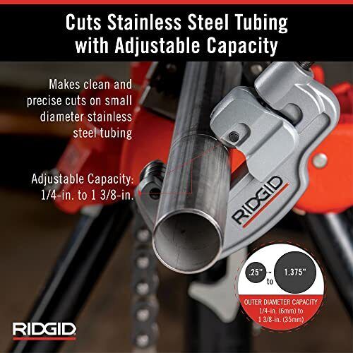 RIDGID 1/4 in. to 1-3/8 in. Model 35S Stainless Steel Tubing Cutter with Quick Cutting X-CEL Knob, Contoured Frame Tubing Tool