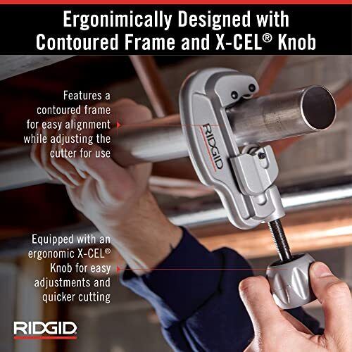 RIDGID 1/4 in. to 1-3/8 in. Model 35S Stainless Steel Tubing Cutter with Quick Cutting X-CEL Knob, Contoured Frame Tubing Tool