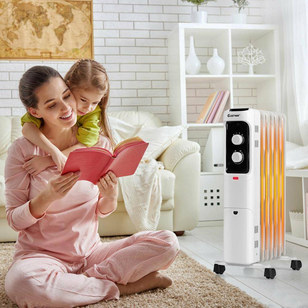 Costway 1500-Watt Electric Oil-Filled Radiant Space Heater with Adjustable Thermostat