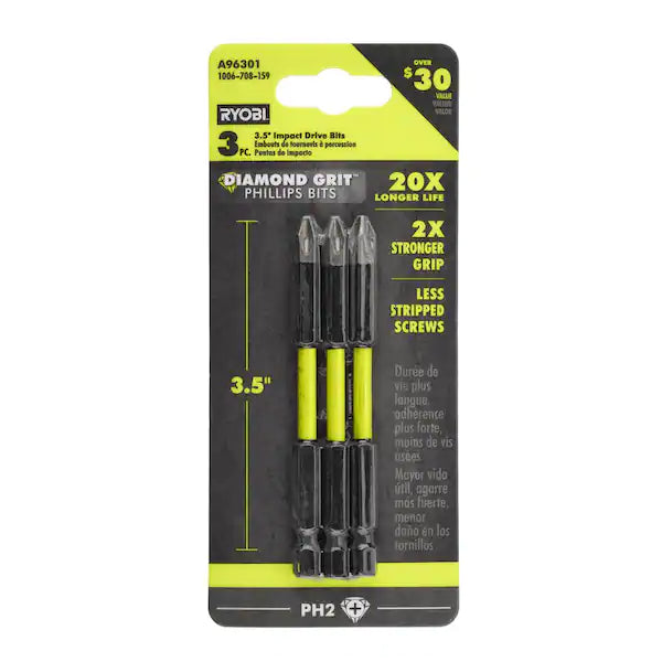 RYOBI 3-1/2 in. Diamond Grit Impact Drive Bits (3-Piece)