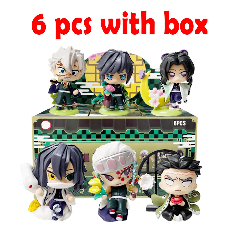1-12Pcs Anime Demon Slayer Blind Box Tanjiro Kamado Nezuko Cartoon Figure PVC Model Ornament Child Christmas Halloween Gift