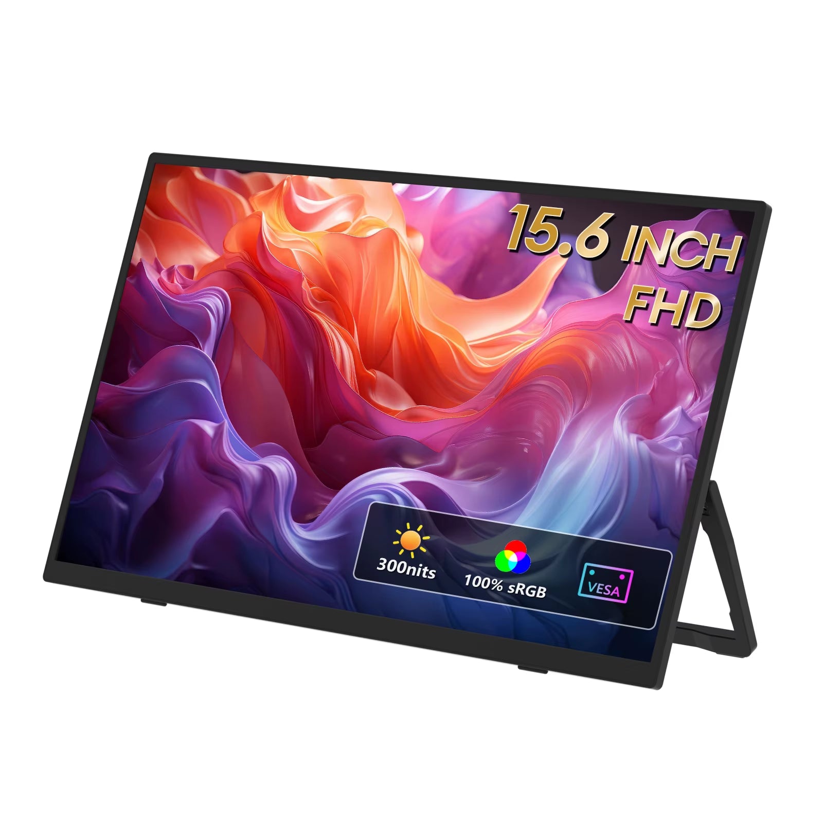 15.6' FHD 100%Srgb 300Nits Ultra Thin Back Stand Design Portable Monitor for Phone Gaming Laptop