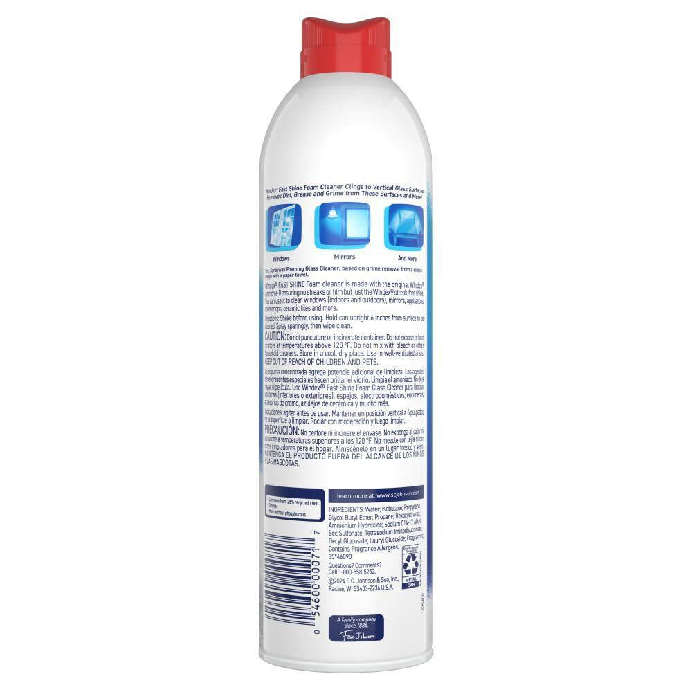 19 Oz. Glass Cleaner Fast Shine Foam, Rainshower Scent 6-Pack