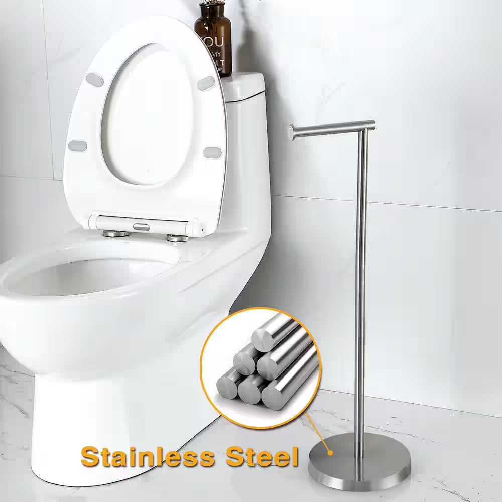Bathroom Freestanding Toilet Paper Holder Tissue Roll Holder in Stainless Steel Brushed Nickel