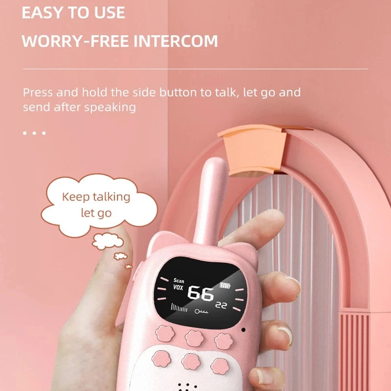 2Pcs Kids Walkie Talkie Rechargeable 1000Mah Handheld 0.5W 3Km Radio Transceiver Interphone for Children Toys Birthday Gifts