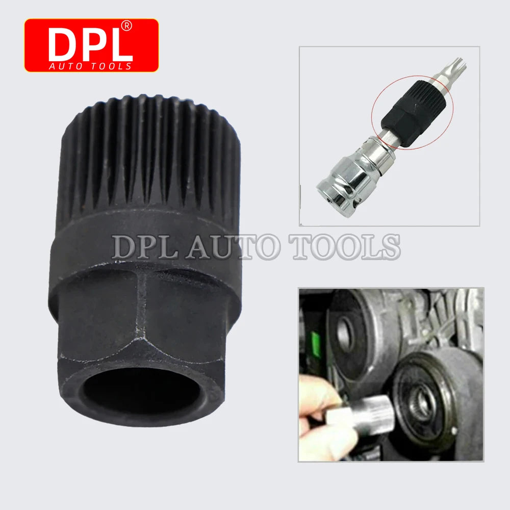 Alternator Clutch Free Wheel Pulley Removal Tool with 33 Tooth V Belt Pulley Remover Black Car Accessories Alternator Clutch Fre