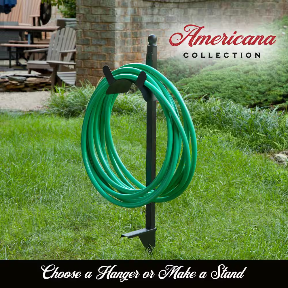 125 Ft. Americana Black Steel Heavy-Duty Wall Mounted Garden Hose Reel