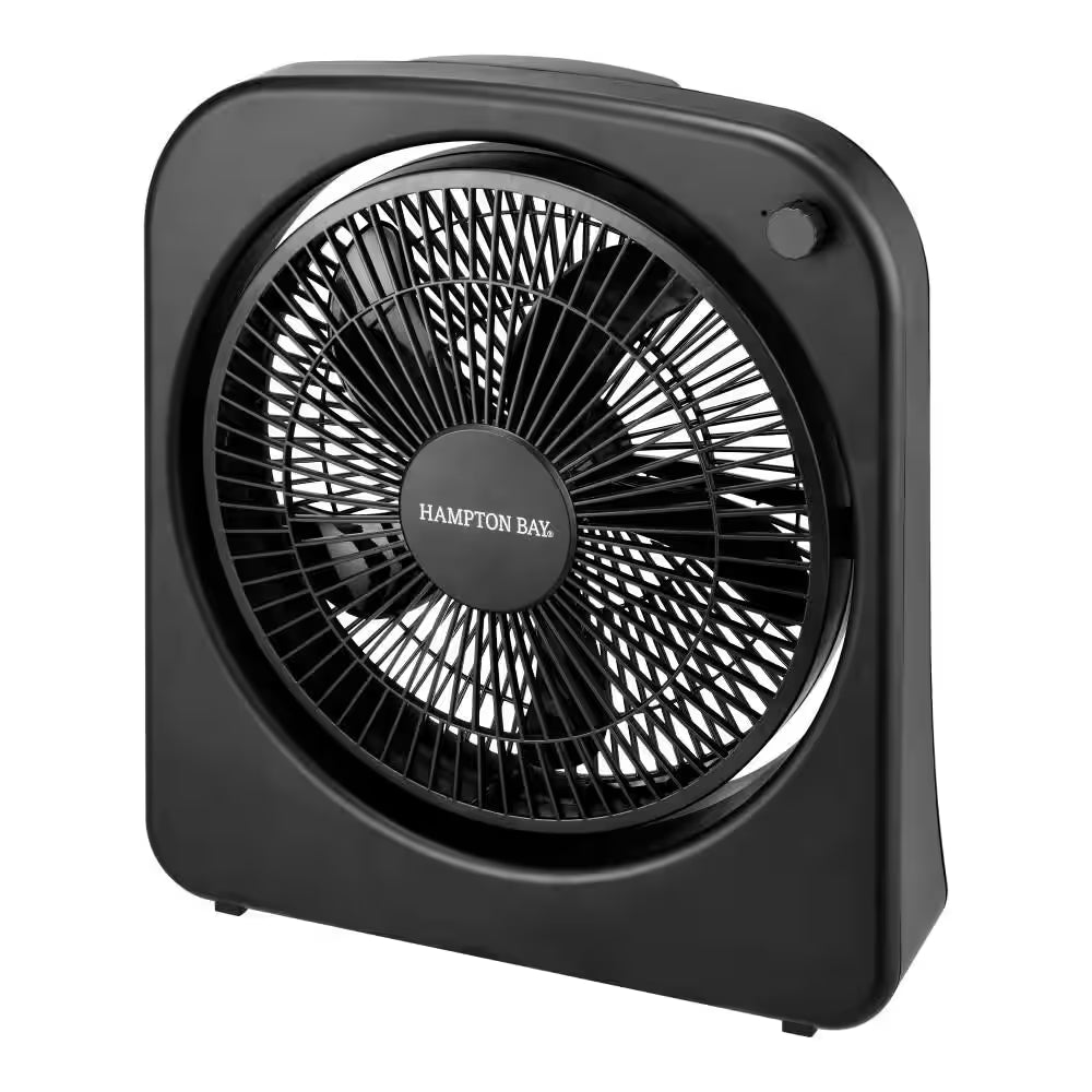9 In. Multi-Speed Rechargable Box Fan in Black with Adjustable Head, Build-In Battery, and Usb-Type C Charging