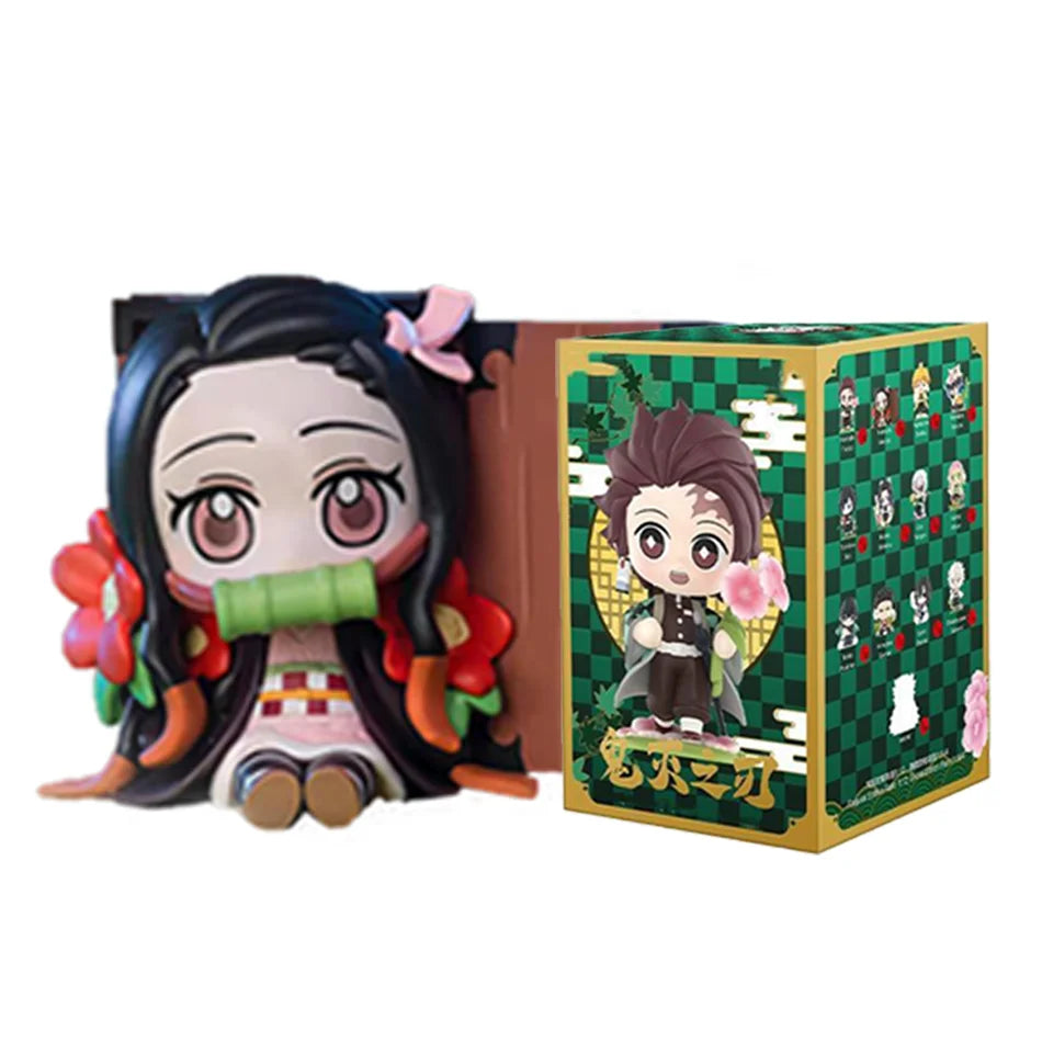 1-12Pcs Anime Demon Slayer Blind Box Tanjiro Kamado Nezuko Cartoon Figure PVC Model Ornament Child Christmas Halloween Gift