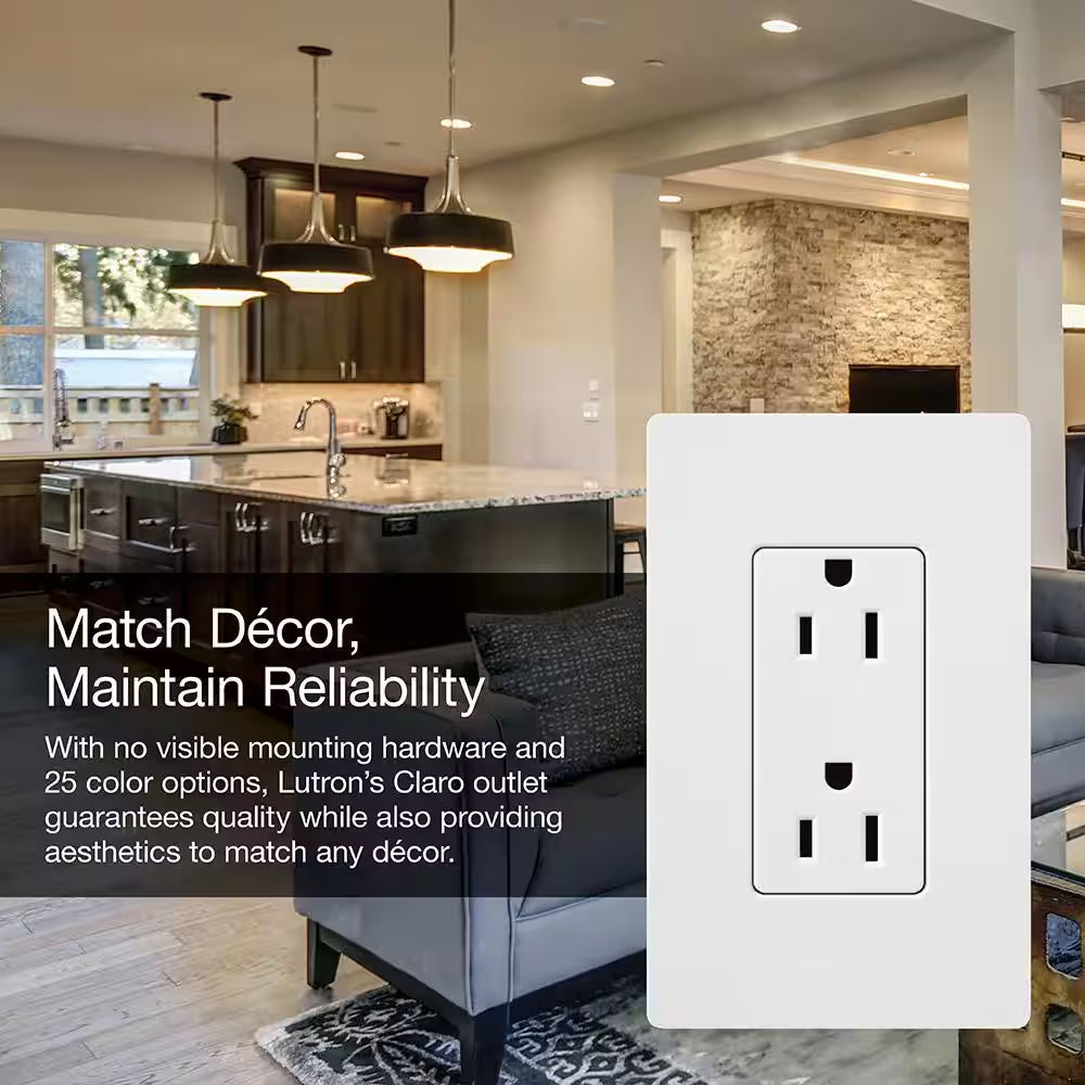 Claro 15 Amp Duplex Outlet, White (CAR-15-WH)