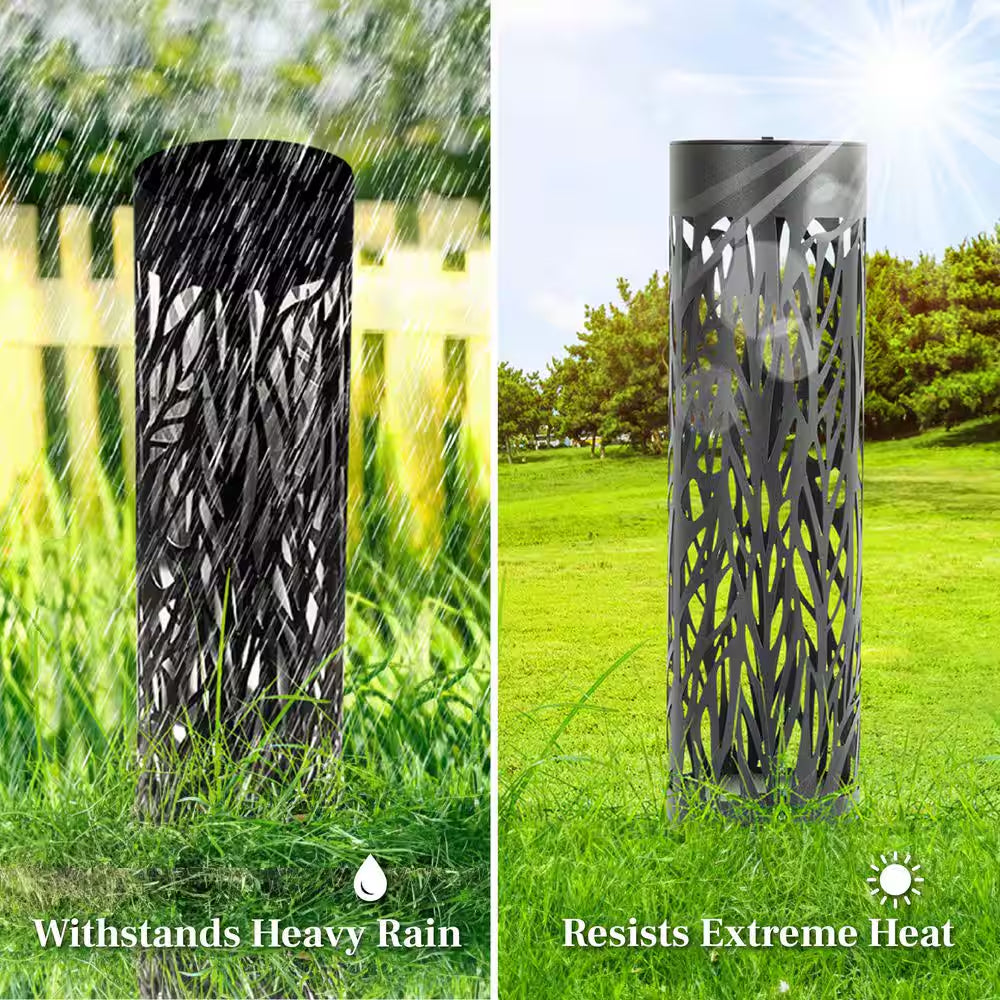 Low Voltage Black 2 Lumens Solar Powered Integrated LED Landscape Pathway Bollard Lights (4-Pack)