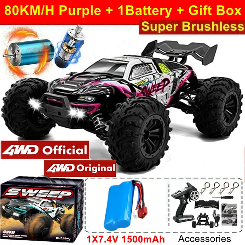 Remote Control Car off Road 4X4 RC Car High Speed Buggy Truck Super Brushless 50 or 80KM/H Fast Drift Racing Toy Gift