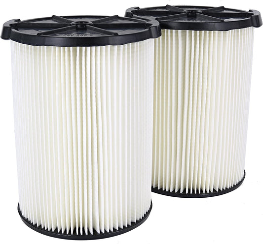 RIDGID  1-Layer Standard Pleated Paper Filter for Most 5 Gallon and Larger RIDGID Wet/Dry Shop Vacuums (2-Pack)